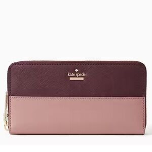 Kate Spade NWOT Cameron Lacey Zip Continental Wallet Pink & Plum 2017 MSRP $228